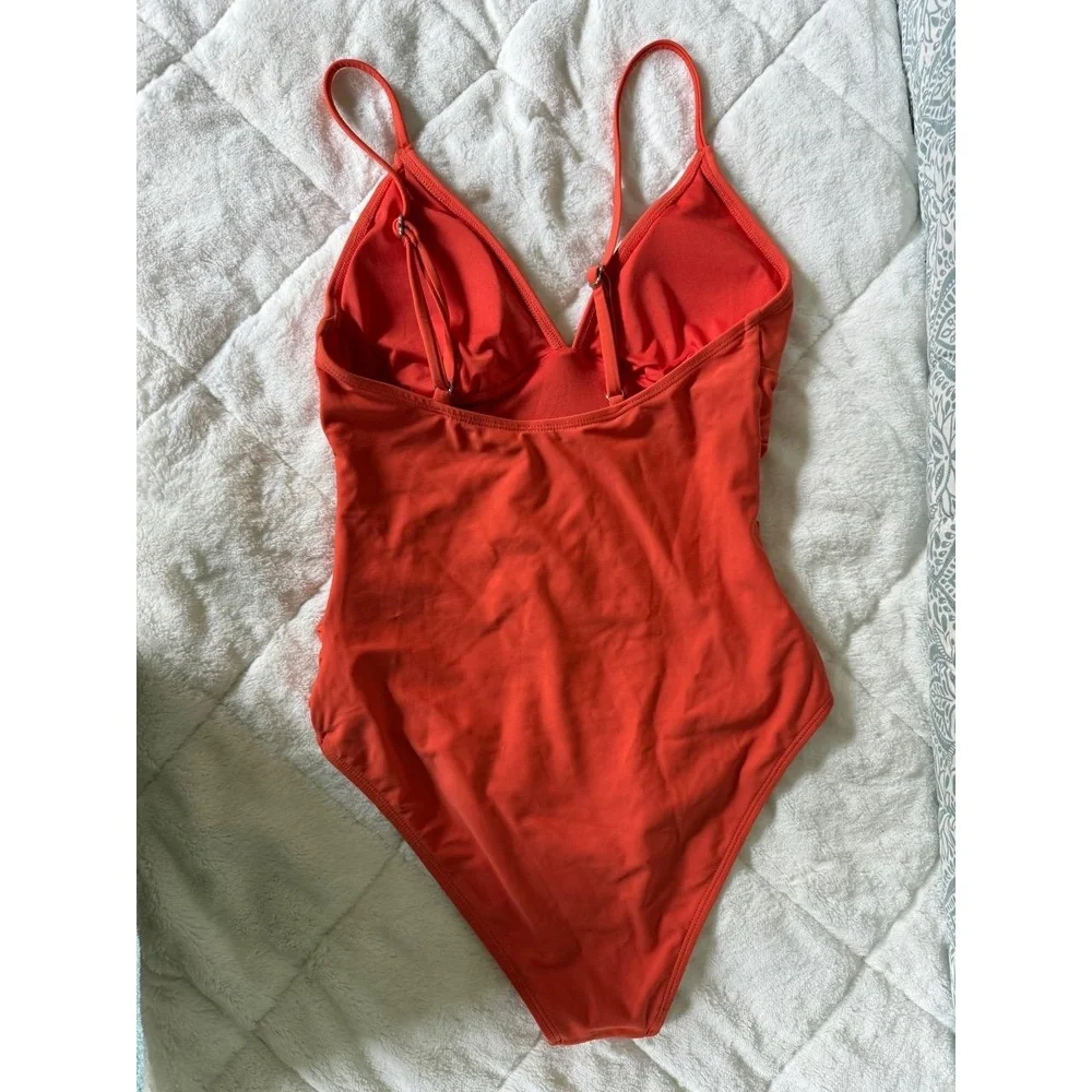 Cupshe Womens One Piece Swimsuit Size 4 Orange Tummy Control V Neck Bathing Suit